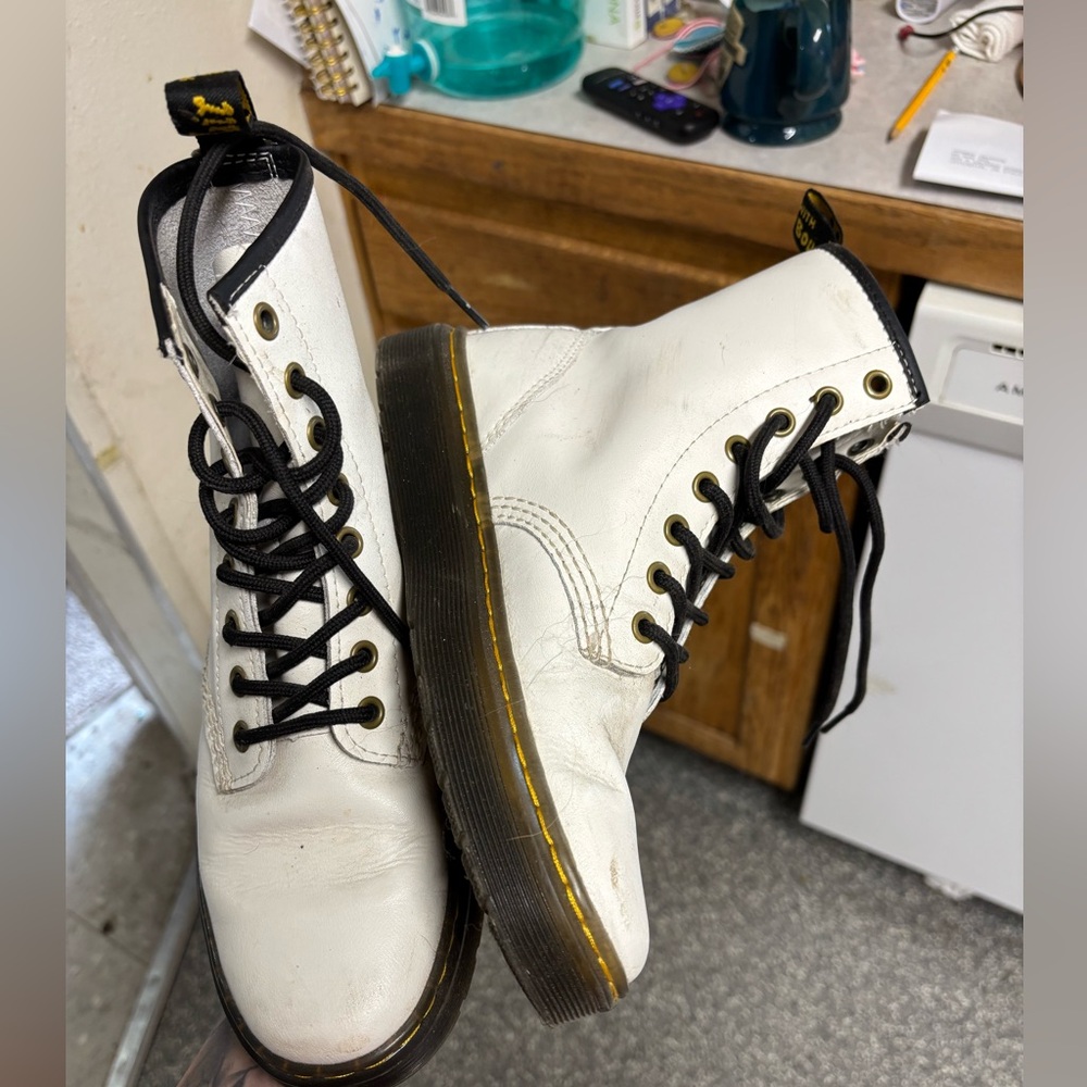 Dr. Martens White Leather Boots